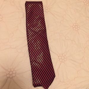 Geoffrey Beene pink silver black striped tie